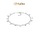 Lắc chân Vàng trắng Ý 18K Lychee - Dương Thị Khánh Huyền