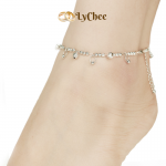 Lắc chân Vàng trắng Ý 18K Lychee - Dương Thị Khánh Huyền