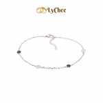 Lắc chân bạc đính đá màu đen - Dương Thị Khánh Huyền