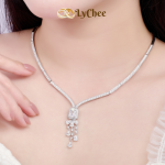 Dây cổ cưới Vàng trắng 10K Đính đá ECZ - Nguyễn Nhựt Duy