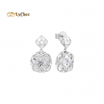 Bông tai Vàng trắng 10K đính đá ECZ Kim Bảo Như Ý-Lê Thị Bảo Ngọc