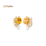 Bông tai Vàng 18K đính đá Citrine- Lê Thị Bảo Ngọc