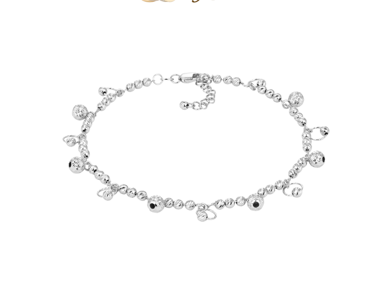 Lắc chân Vàng trắng Ý 18K Lychee - Dương Thị Khánh Huyền