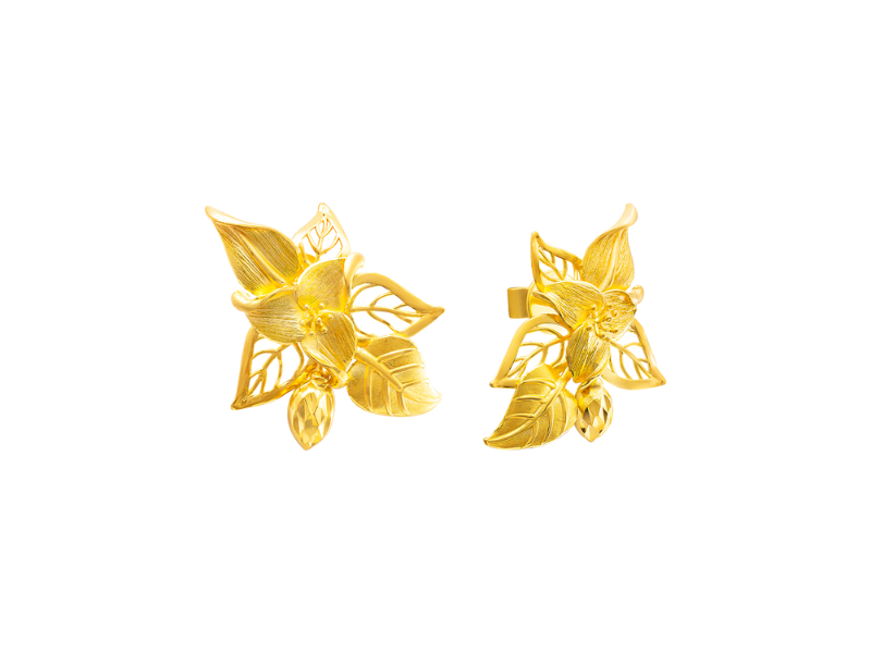 Bông tai cưới Vàng 24K Lychee Trầu Cau - Lê Thị Bảo Ngọc