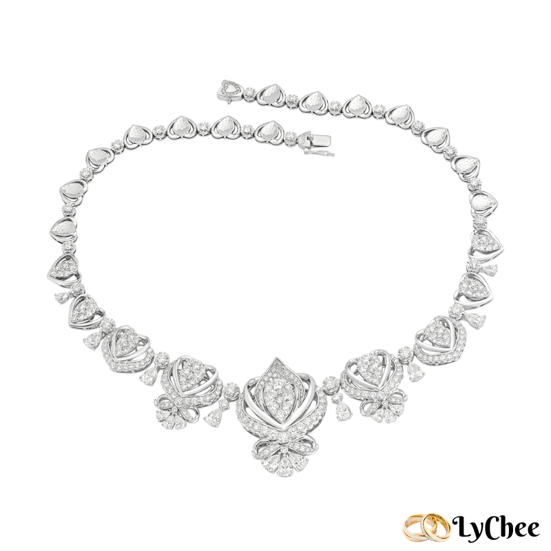 Dây cổ Kim cương Vàng Trắng 14K PNJ Trầu Cau - Nguyễn Nhựt Duy