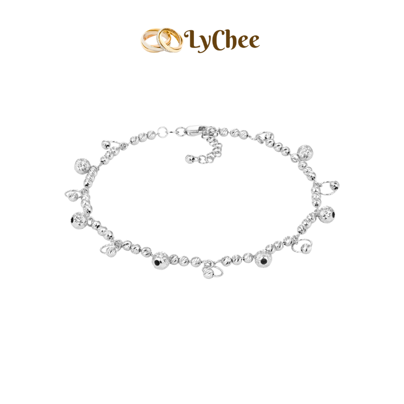 Lắc chân Vàng trắng Ý 18K Lychee - Dương Thị Khánh Huyền