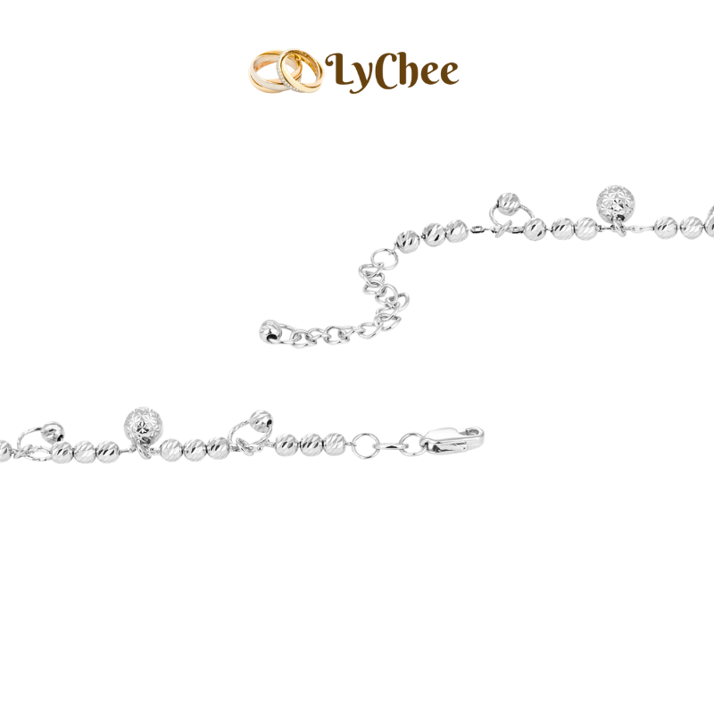 Lắc chân Vàng trắng Ý 18K Lychee - Dương Thị Khánh Huyền