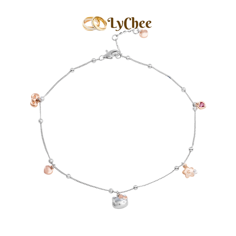 Lắc chân Bạc đính đá Lychee HELLO KITTY - Dương Thị Khánh Huyền