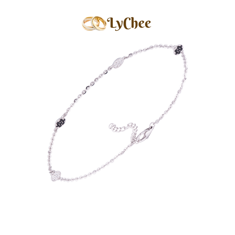 Lắc chân bạc đính đá màu đen - Dương Thị Khánh Huyền