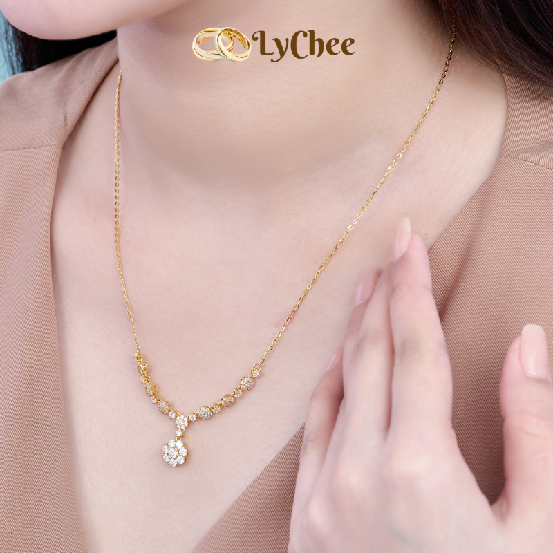 Dây cổ Vàng 14K đính đá CZ Lychee - Nguyễn Nhựt Duy