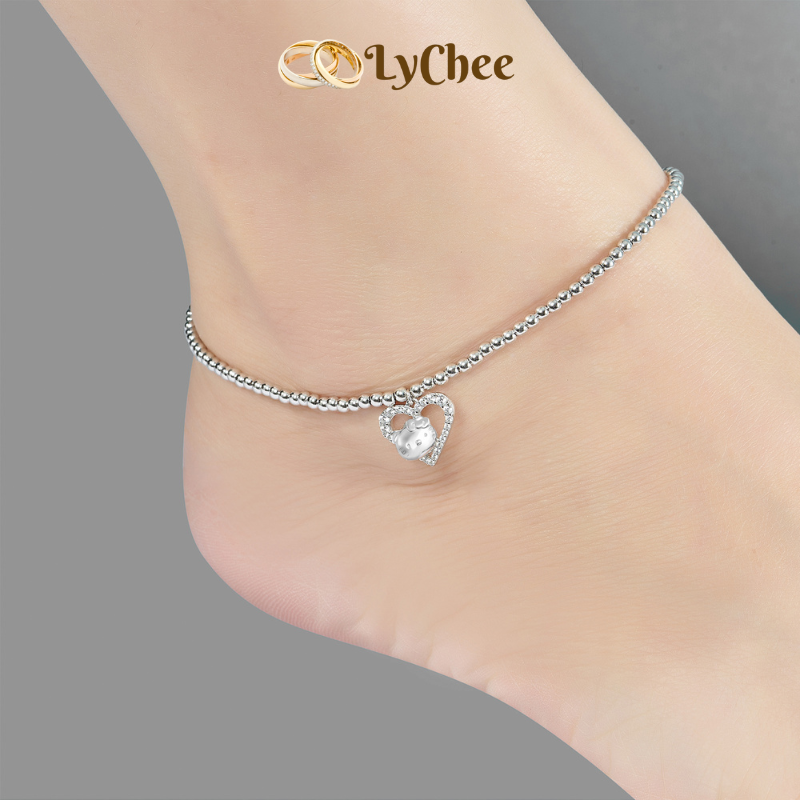 Lắc chân Bạc đính đá Lychee HELLO KITTY2 - Dương Thị Khánh Huyền