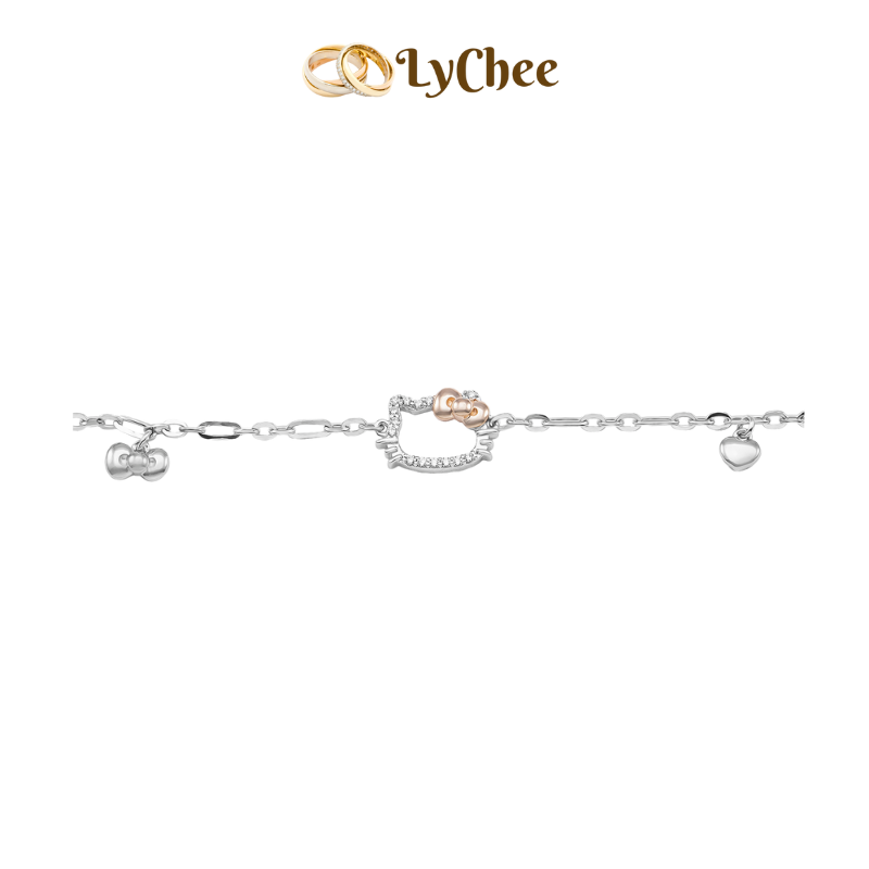 Lắc chân Bạc đính đá Lychee3 HELLO KITTY - Dương Thị Khánh Huyền